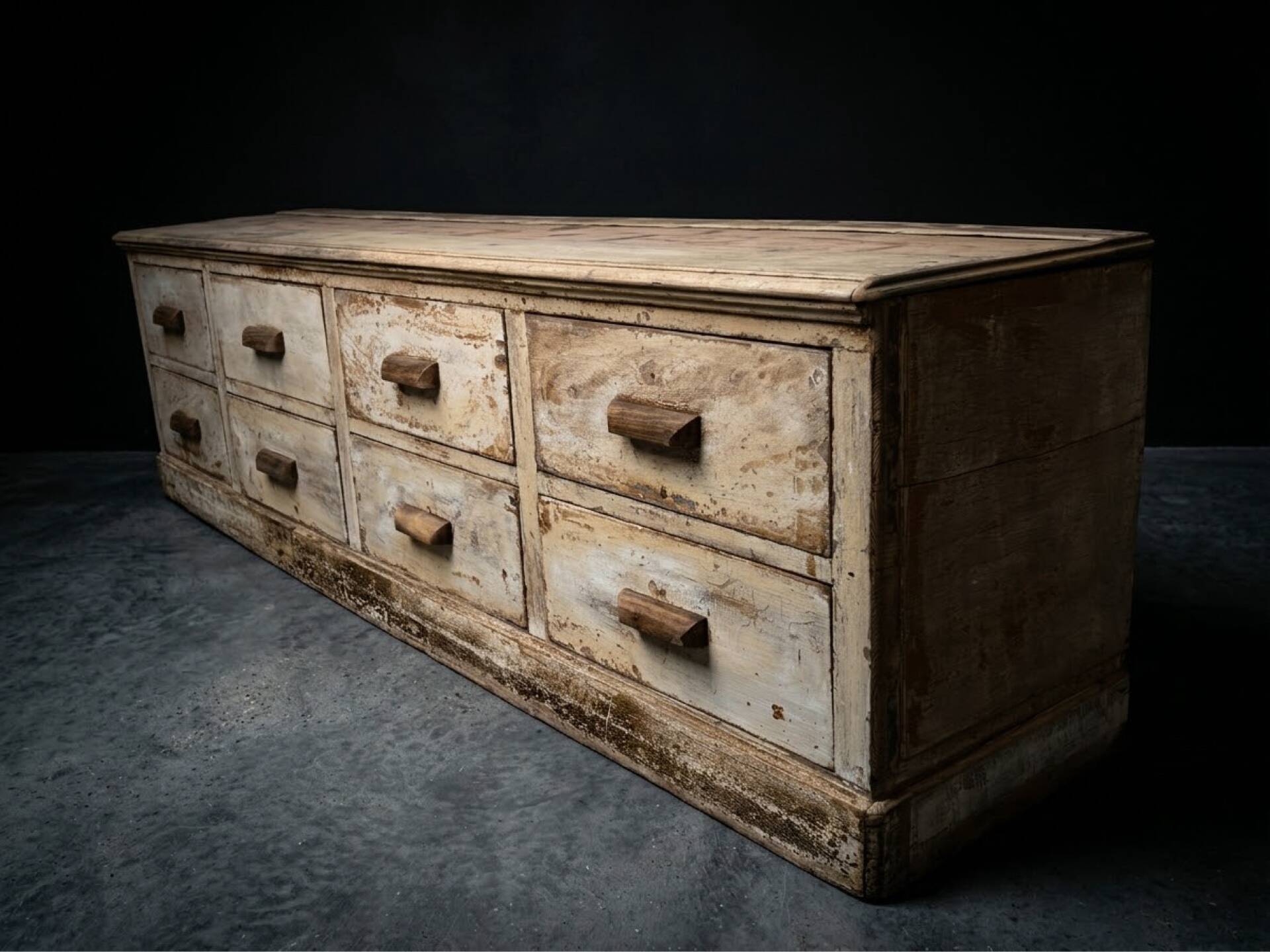 Very beautiful antique shop workbench with 8 drawers.