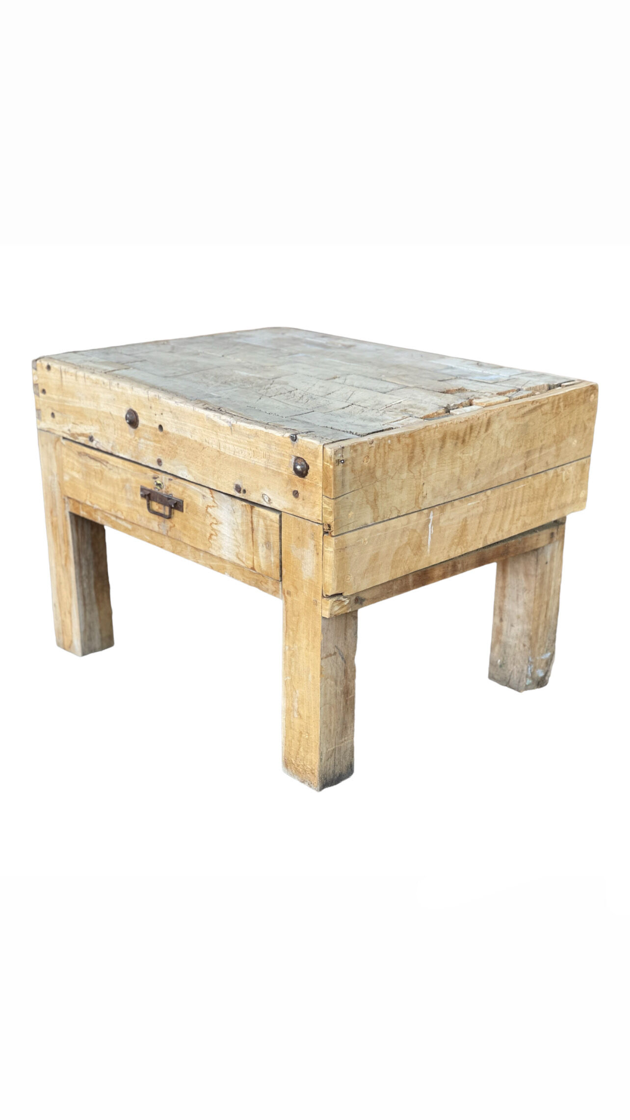 Small log workbench of Butchery solid wood 1930 ́