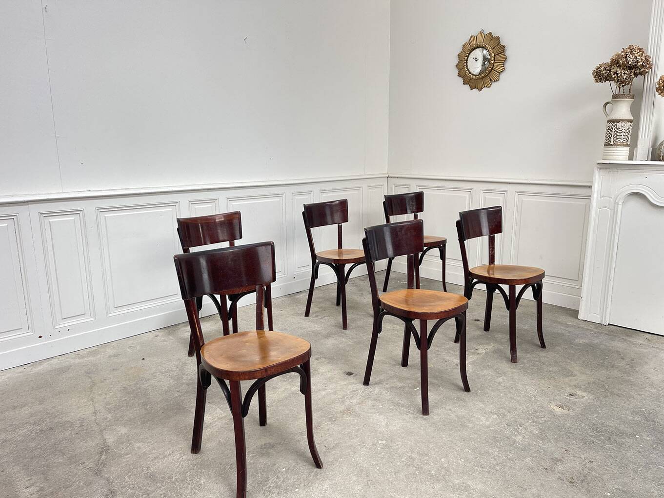 6 Baumann "Etienne" bistro chairs, 1950