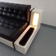 Vintage sofa bed bench with integrated lighting, Italian design Beka Tortuga, in skai, fiber