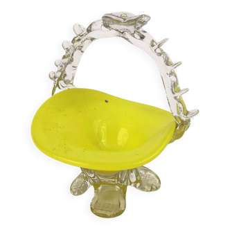 Lemon curd glass bowl and translucent irregular floral ornaments