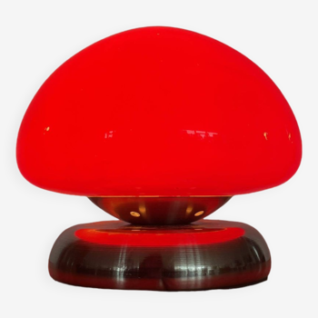 Lampe champignon en opaline rouge