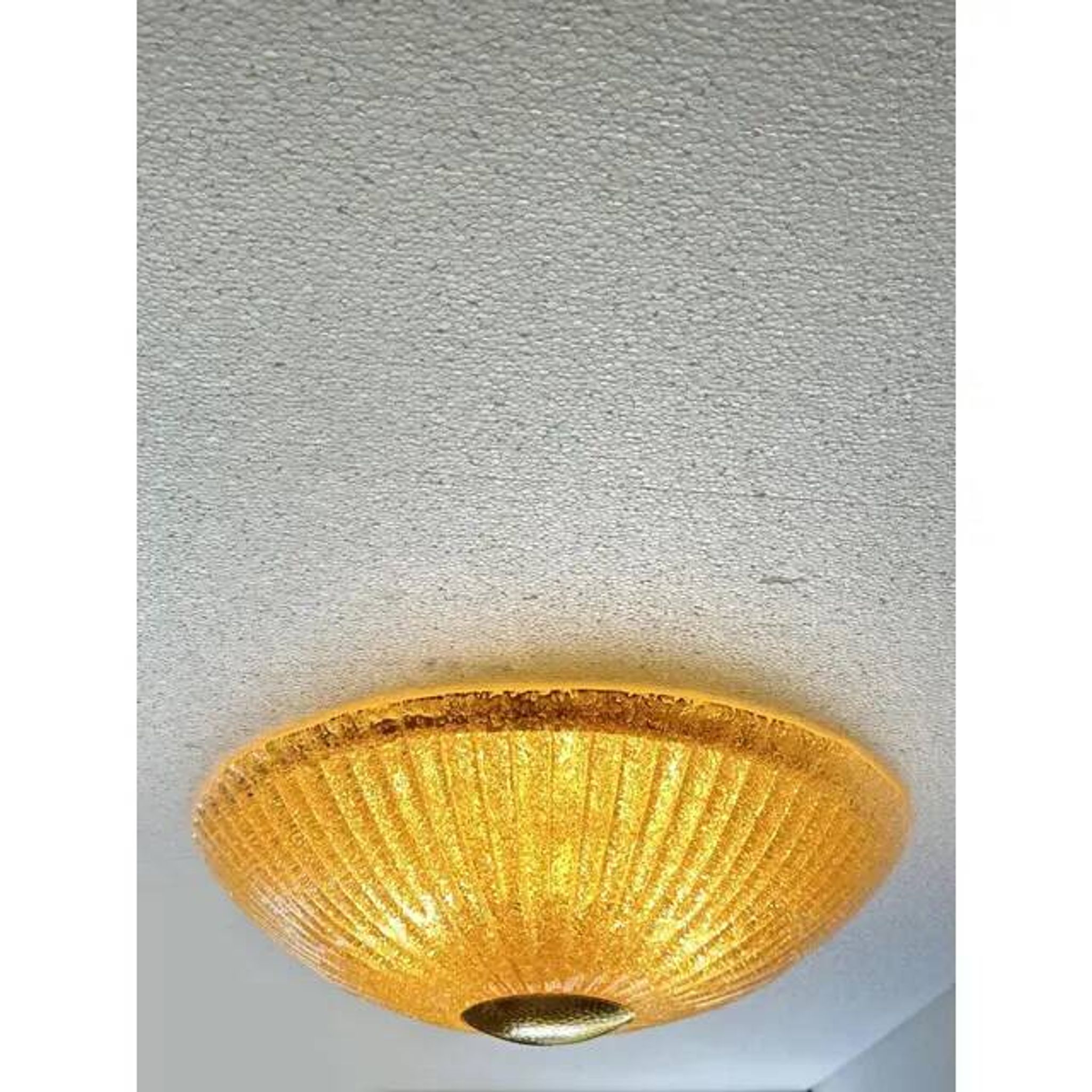 Venetian Lens Amber Graniglia Murano Glass Flush Mount by Simoeng