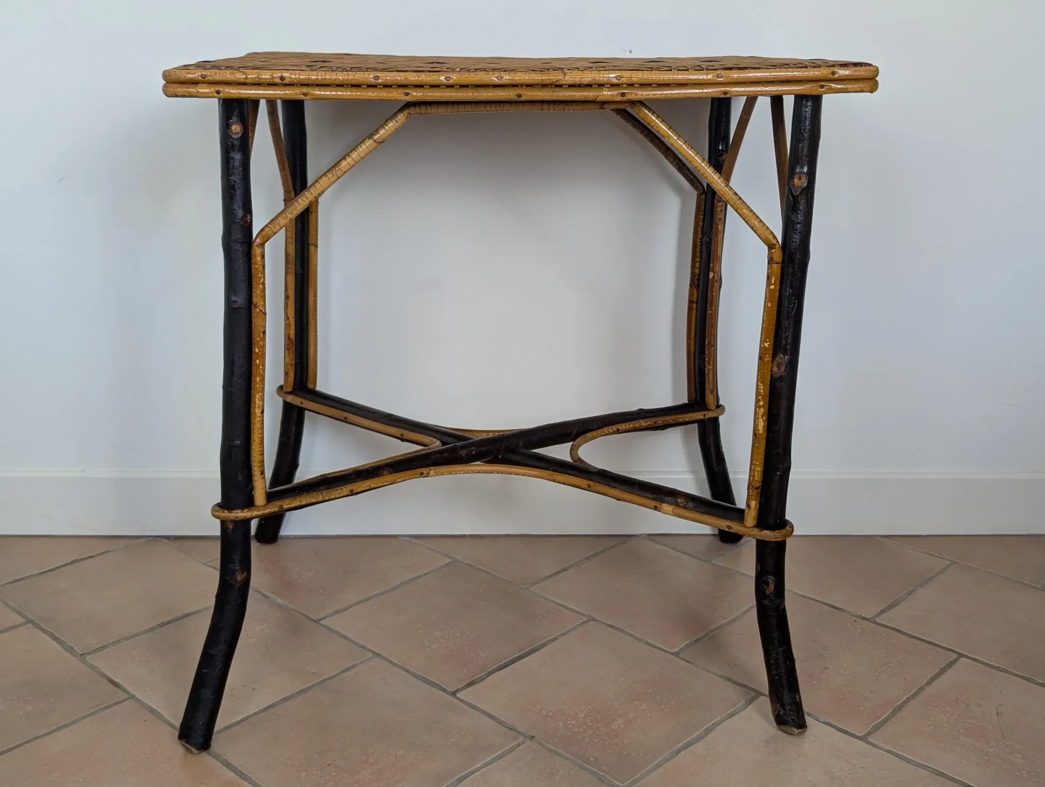 Wood and rattan table 1920