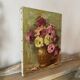 Painting bouquet, oil on canvas on frame flowers 35X27.