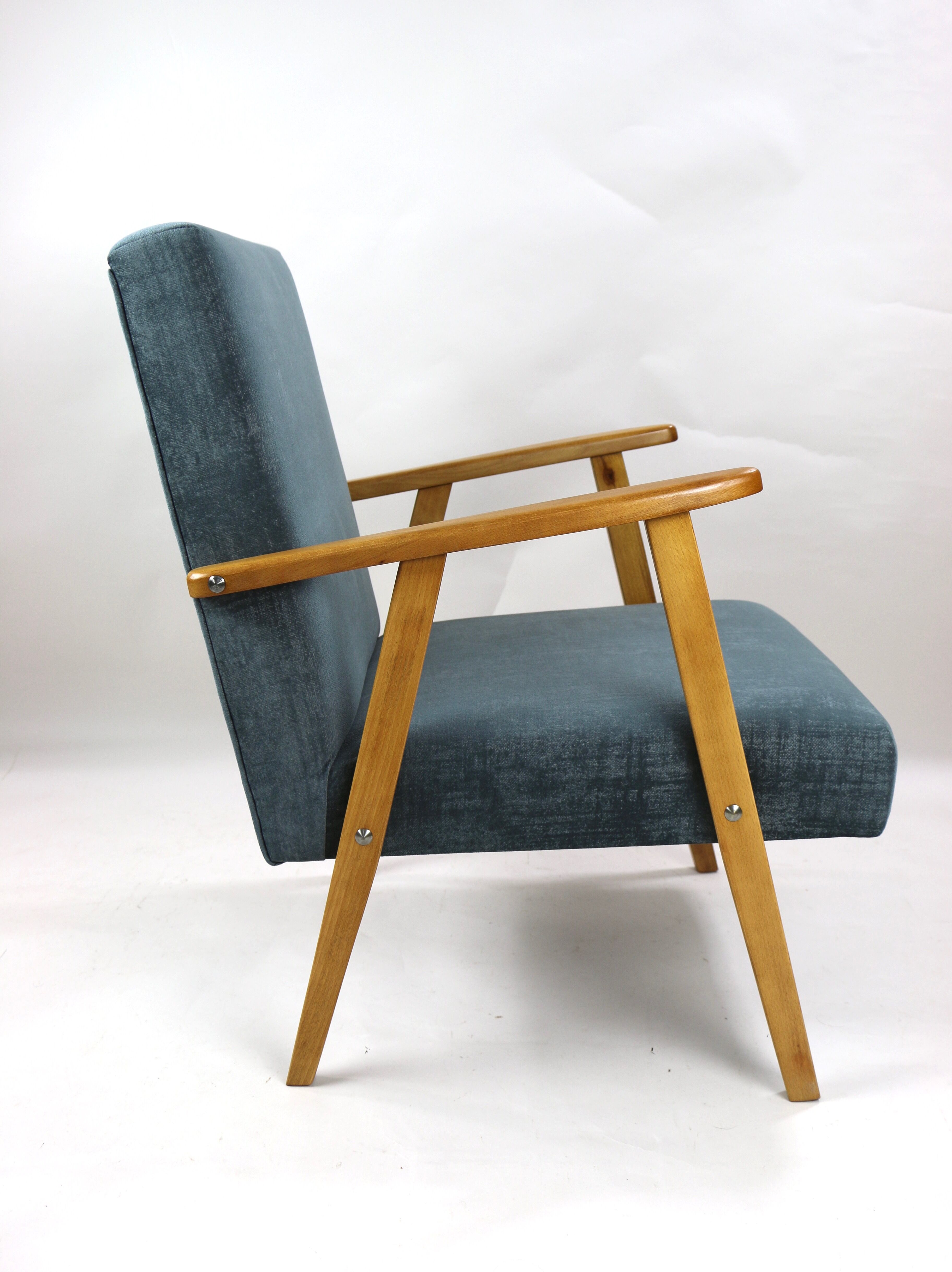 Set of 2 grey velvet armchairs, 1970s