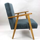 Set of 2 grey velvet armchairs, 1970s