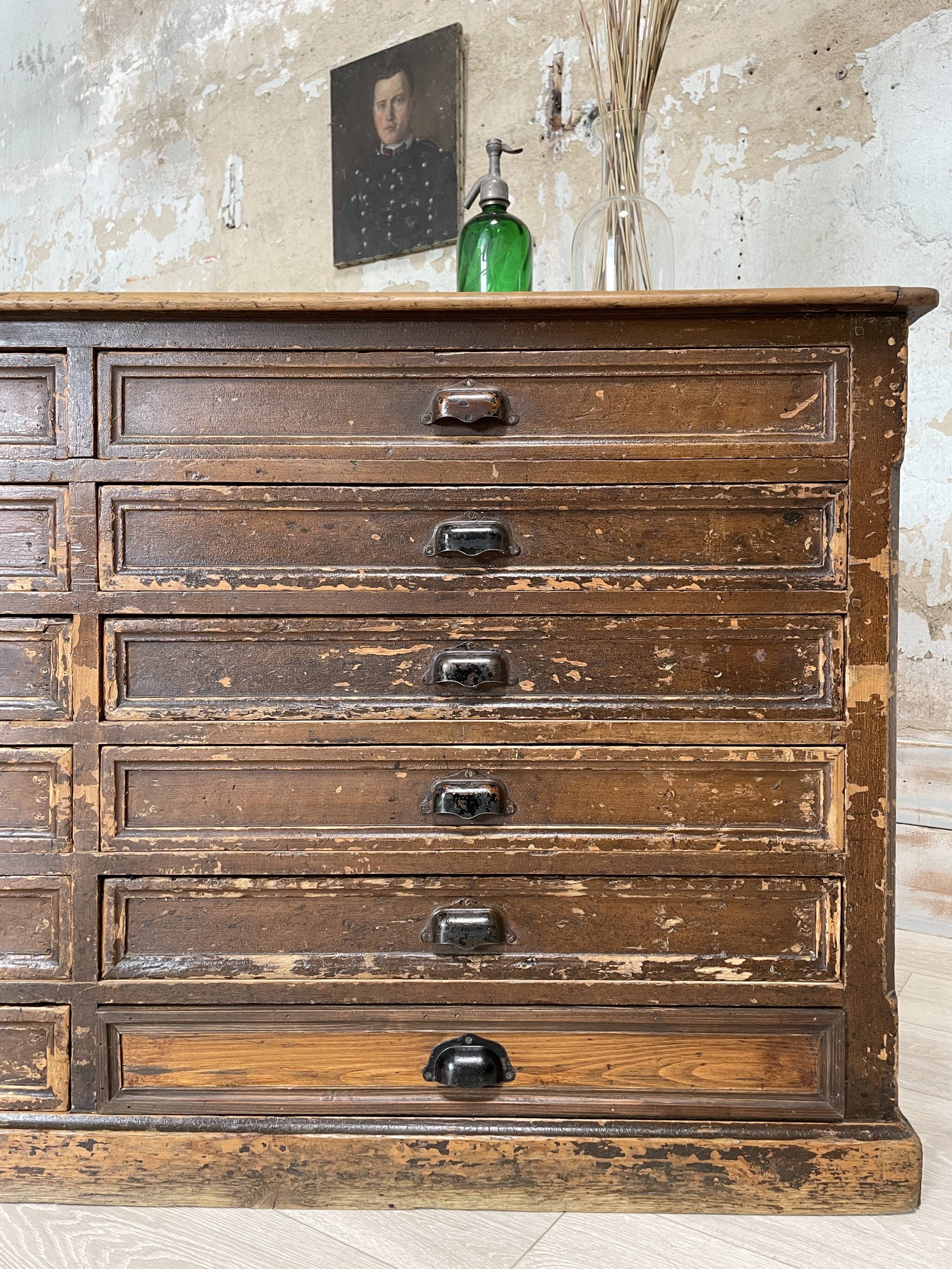 Double-sided trade counter with drawers, circa 1900