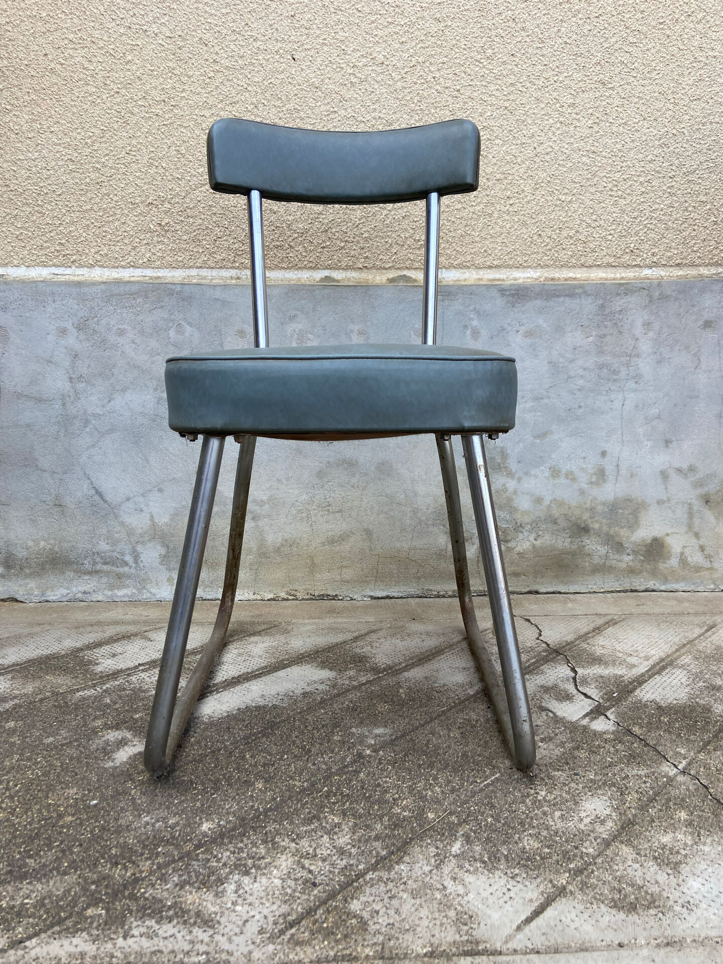 Blue-grey industrial office chair