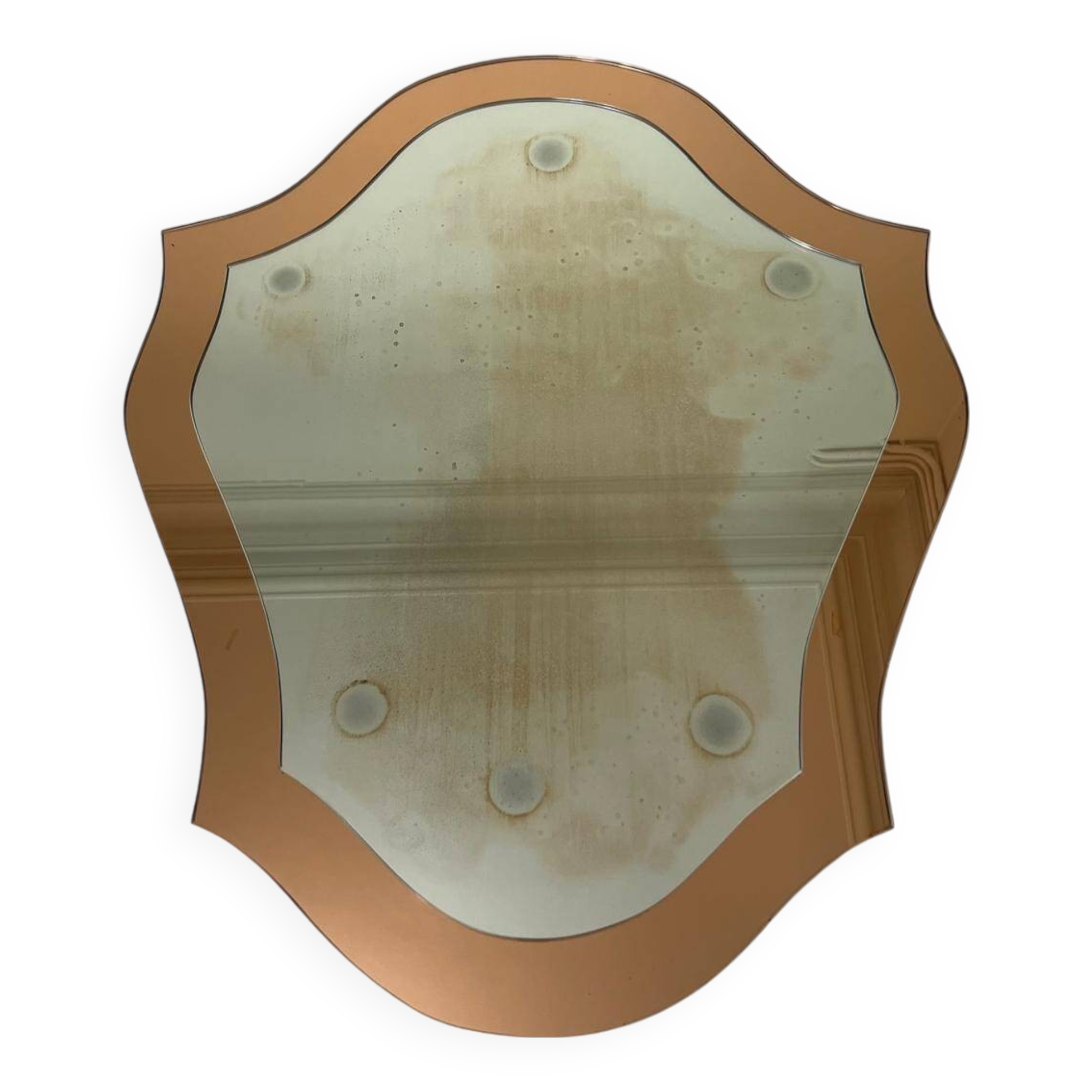 Double miroirs superposés design baroque, France 1970