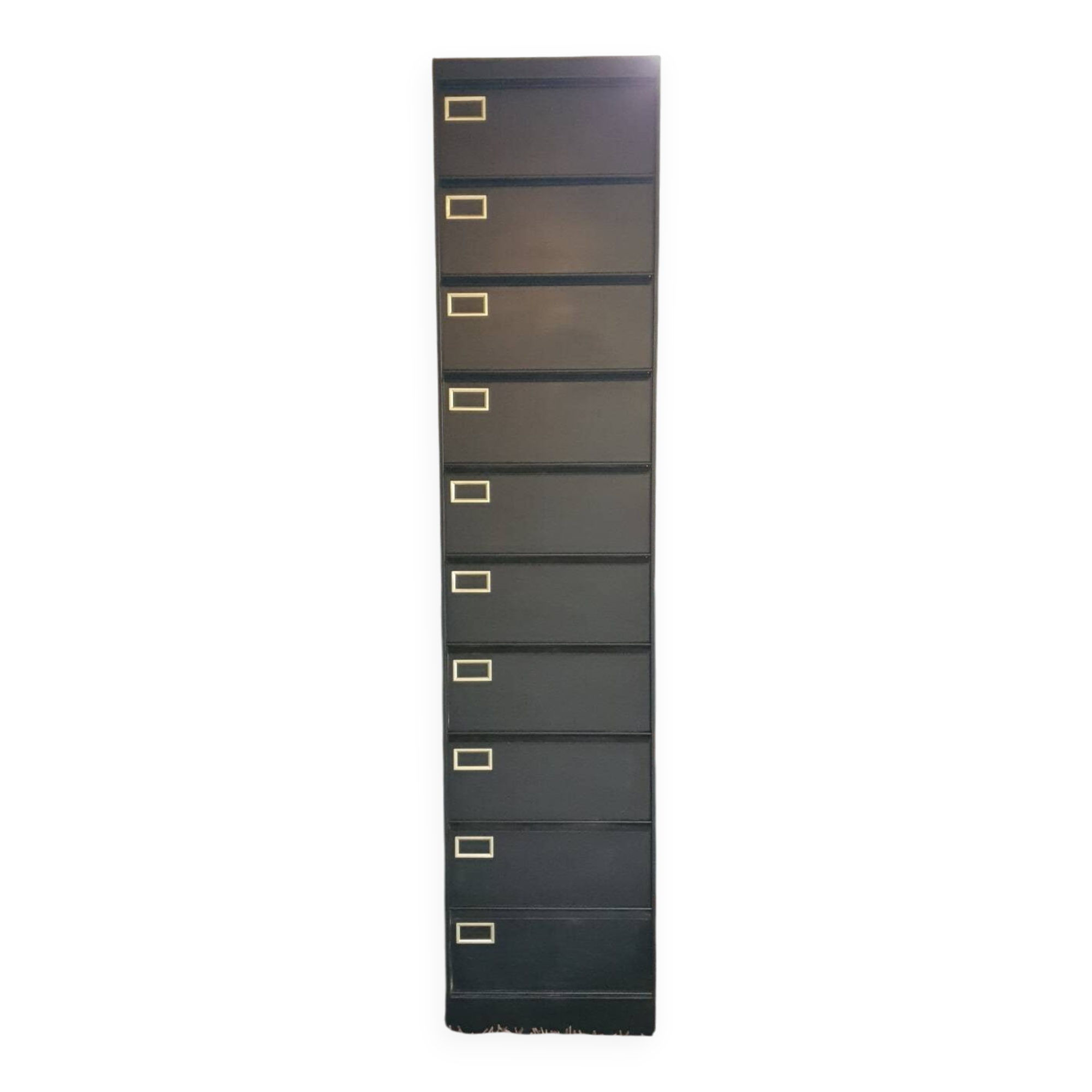 Industrial furniture with 10 metal flaps.