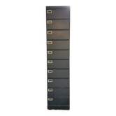 Industrial furniture with 10 metal flaps.