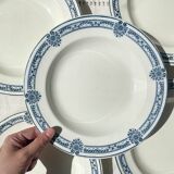 5 Deep plates in blue ironstone Salins, Arbois Ennege model
