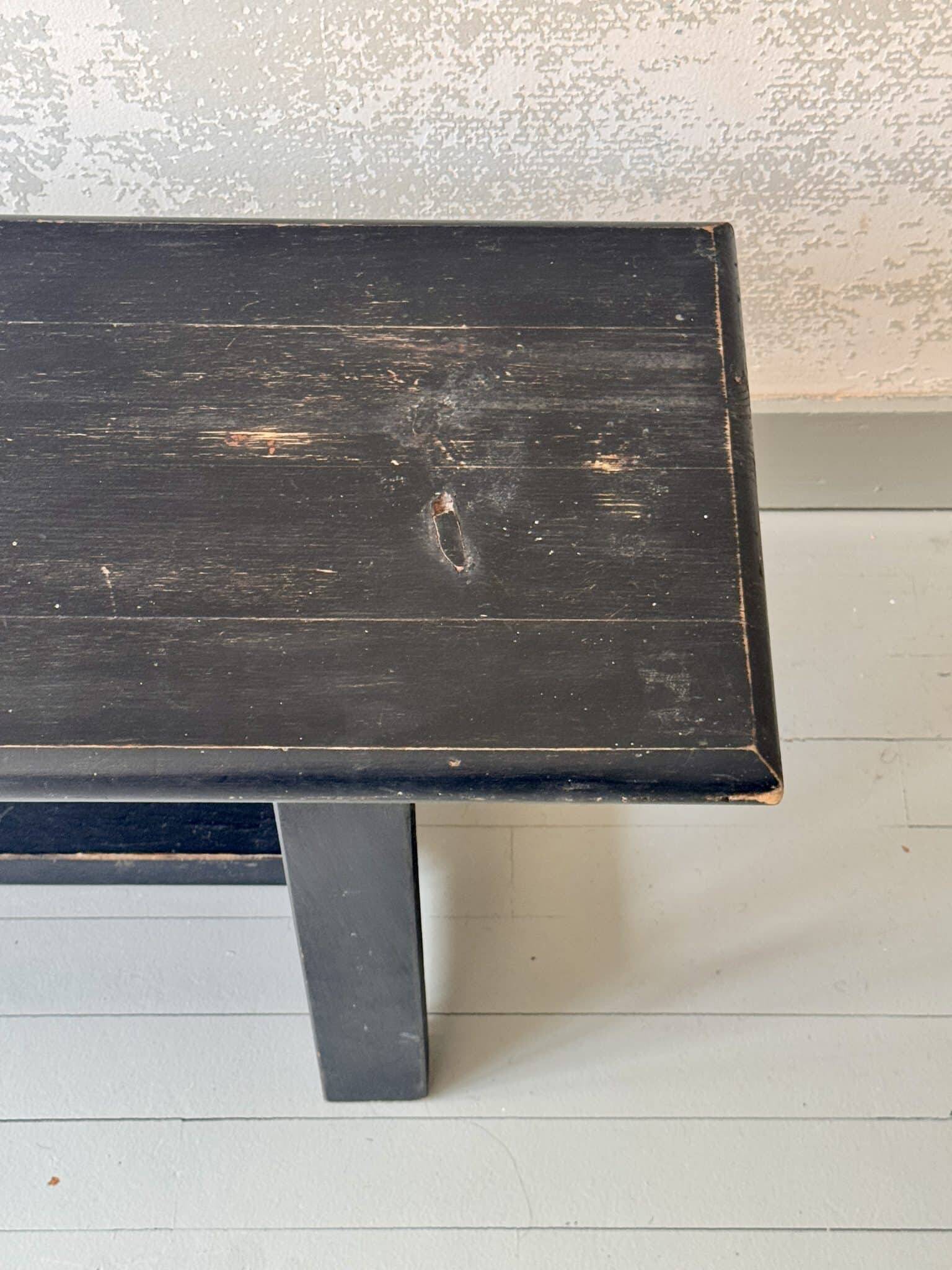 Antique black patinated wooden bench