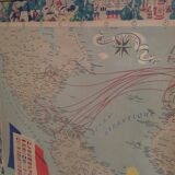 Carte des lignes compagnie générale Transatlantique 1959 encadrée