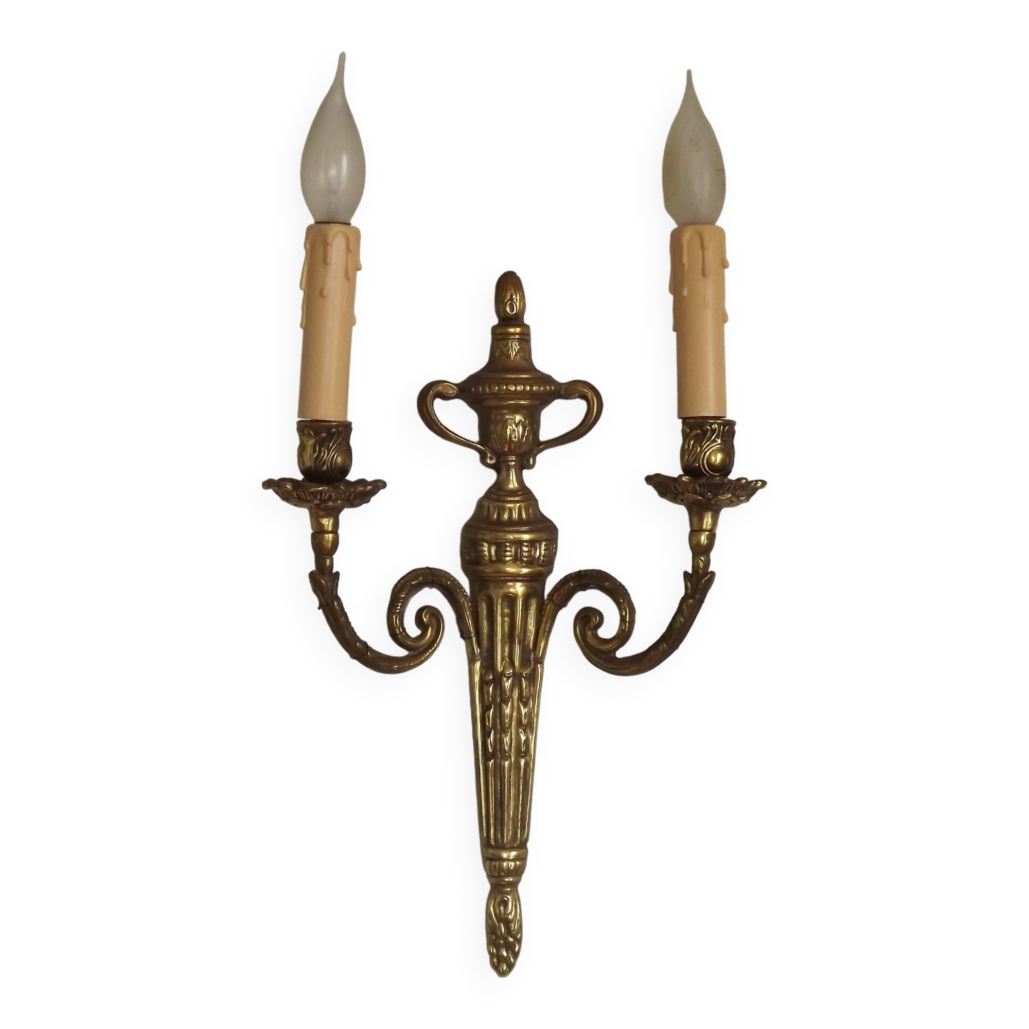Large Vintage French Empire Style Bronze Double Wall Light With Urn Detail 4887