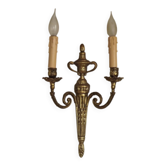 Large Vintage French Empire Style Bronze Double Wall Light With Urn Detail 4887