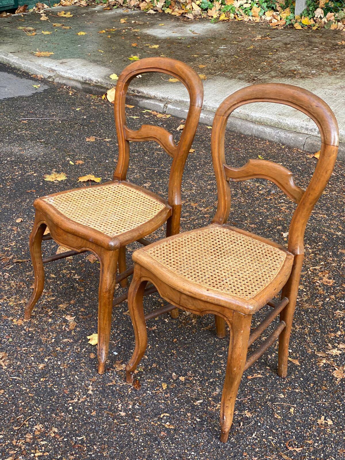 2 Louis Philippe caned chairs in solid wood from the 20th century