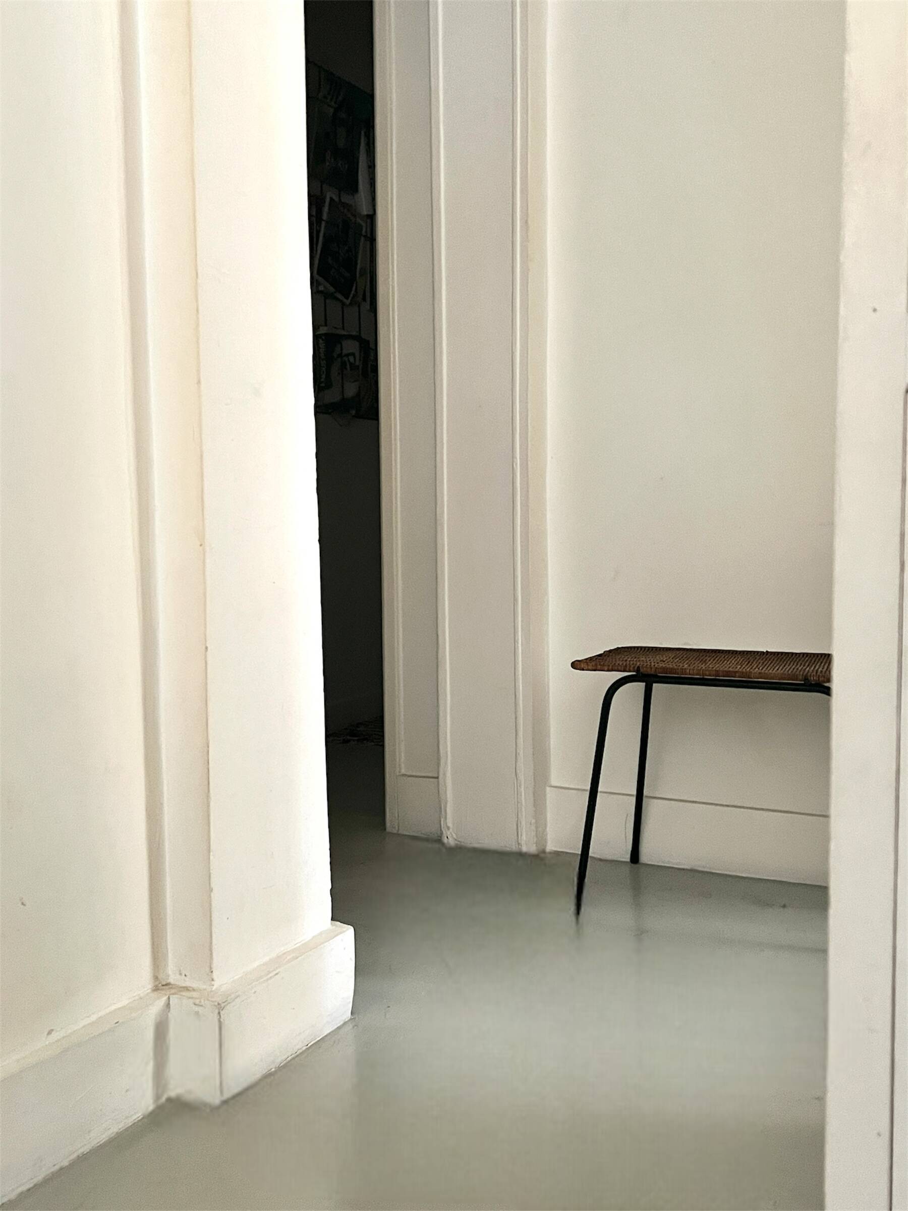 vintage black metal and wicker coffee table, 1950s