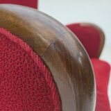 Fauteuil danois des années 1960, état d'origine, tissu en laine, pieds en bois de hêtre.