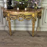 Louis XVI console table in carved and gilded wood, Jura brocatelle marble, 18th century