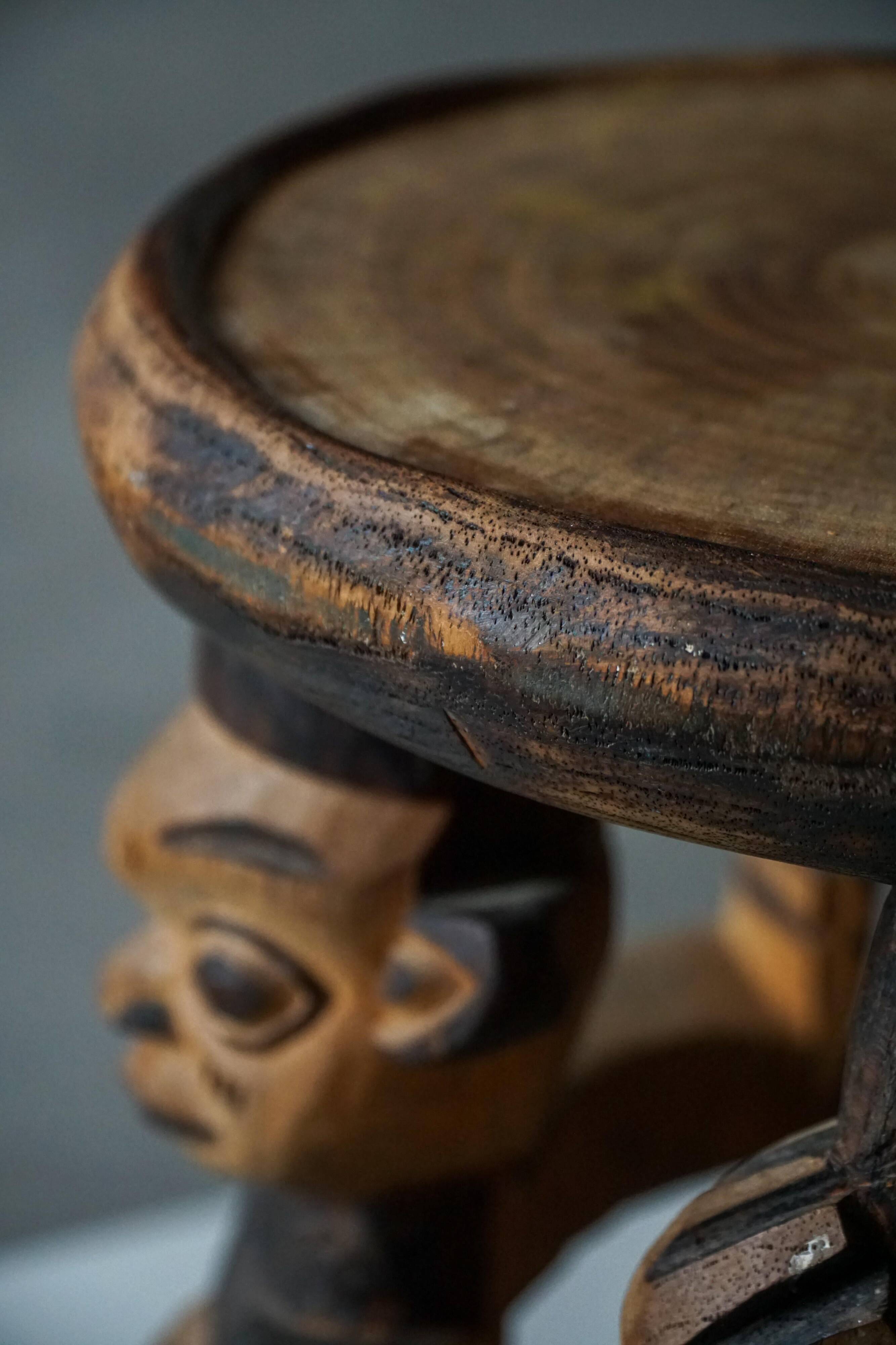 Decorative stool carved from African hardwood / Tribal art piece, mid-20th century