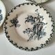 Set of 6 ironstone plates in shades of blue, late 19th to early 20th century.