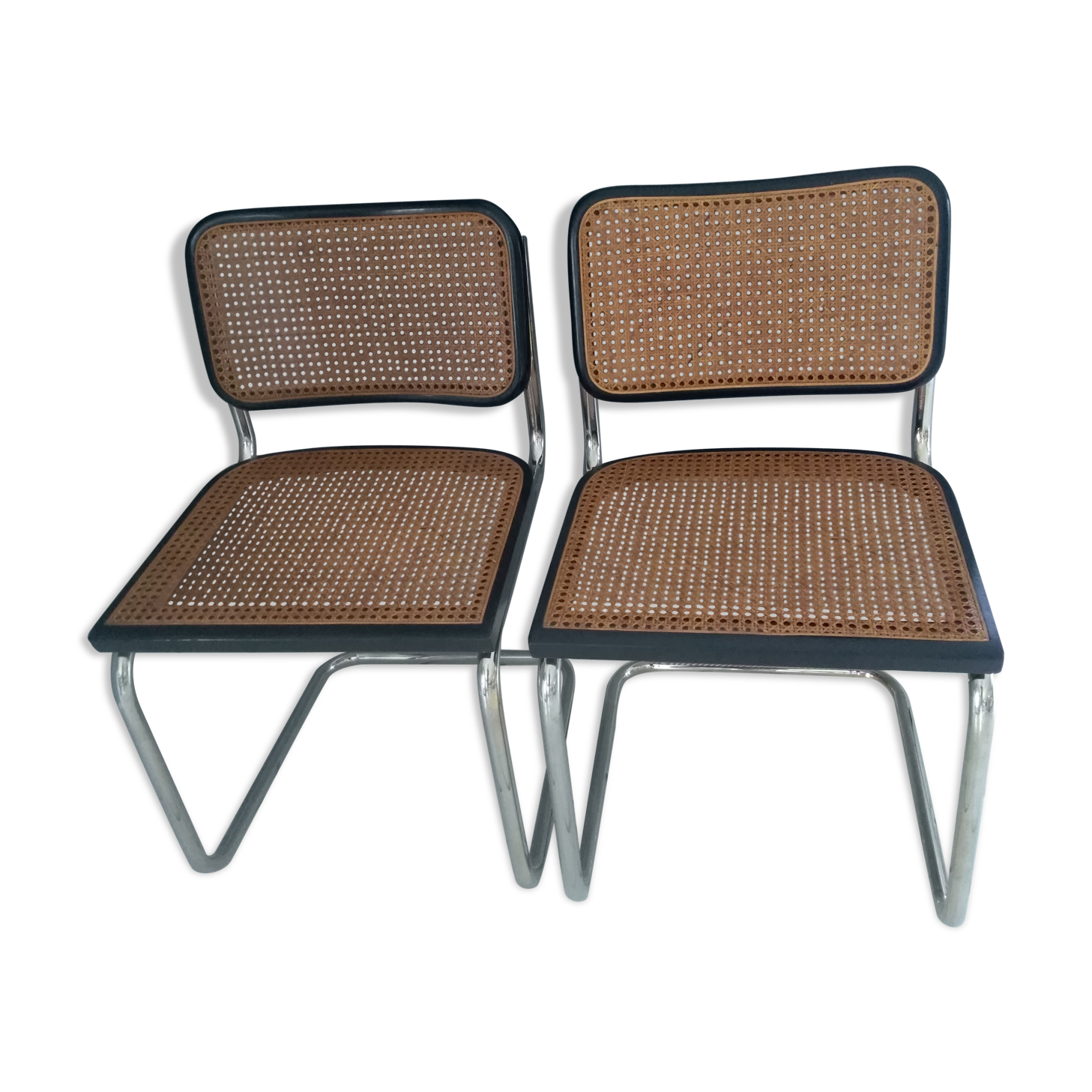 Paire de chaises Cesca B32 par Marcel Breuer vintage année 1988