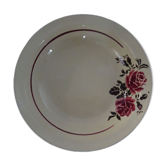 Hollow dish 565112 Badonviller pink red old faience