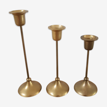 Set of 3 candlesticks brass