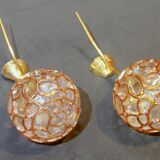 Paire d'appliques, globe en verre ambré texturé de Murano, Doria Leuchten, milieu du 20e siècle