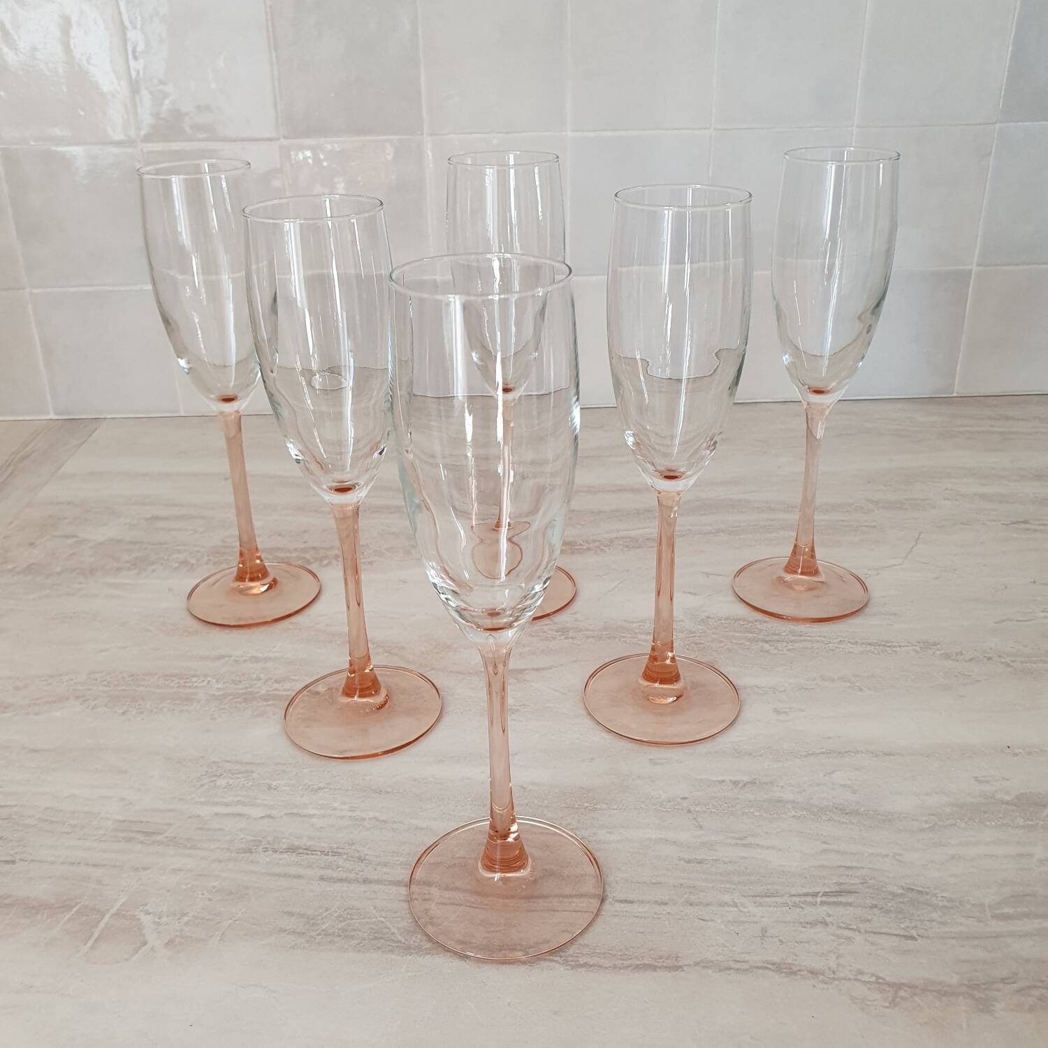 Pink stem champagne flutes