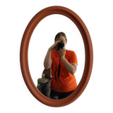 Miroir ovale patiné terracotta