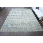 1970s Vintage Persian Handmade Wool Cotton Light Brown Area Rug 291x394