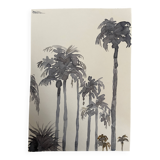 Signed monochrome watercolor painting “sunset over the palm trees”