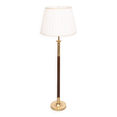 Lampadaire Metalarte exceptionnel en laiton et acajou, années 1960, Espagne