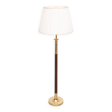 Lampadaire Metalarte exceptionnel en laiton et acajou, années 1960, Espagne