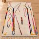 Large cream Berber rug with colourful patterns – 290 × 200 cm