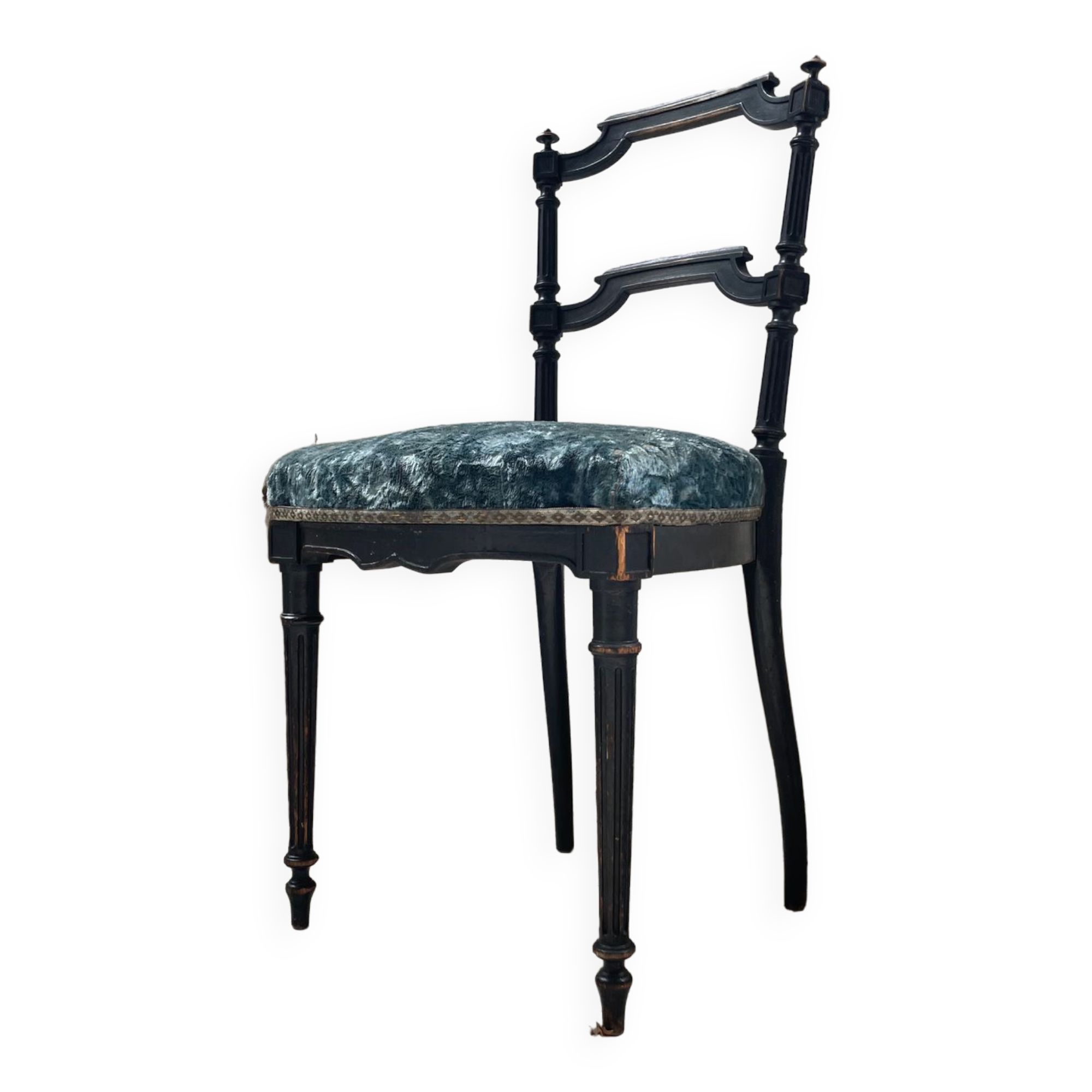 Chaise Napoléon 3 velours bleu