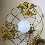 Suspension luminaire mother-of-pearl and brass