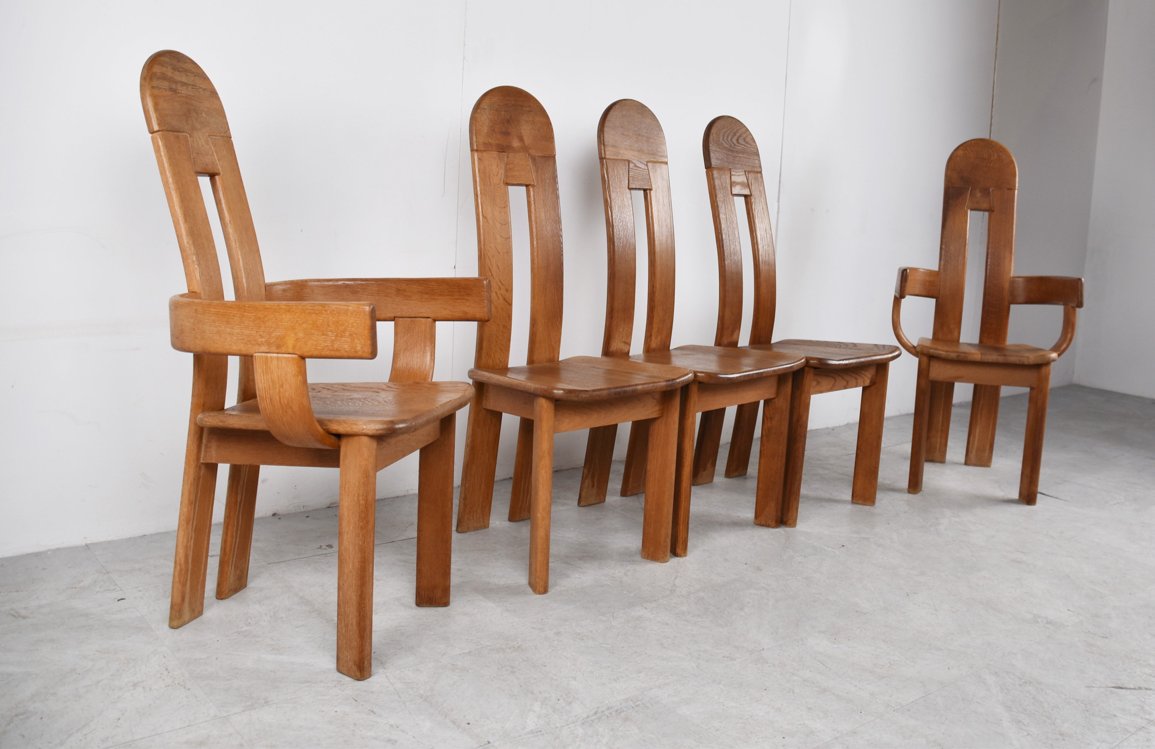 Vintage brutalist dining chairs by De Puydt, 1960s
