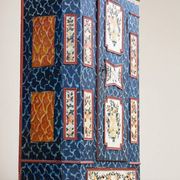 Antique hand-painted Baroque chest folk art cabinet dated solid wood Central Europe, 1865