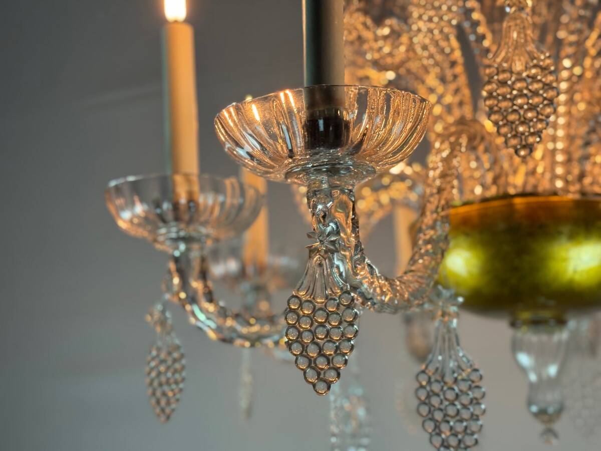 Liège chandelier in blown, molded and pinched glass, circa 1900