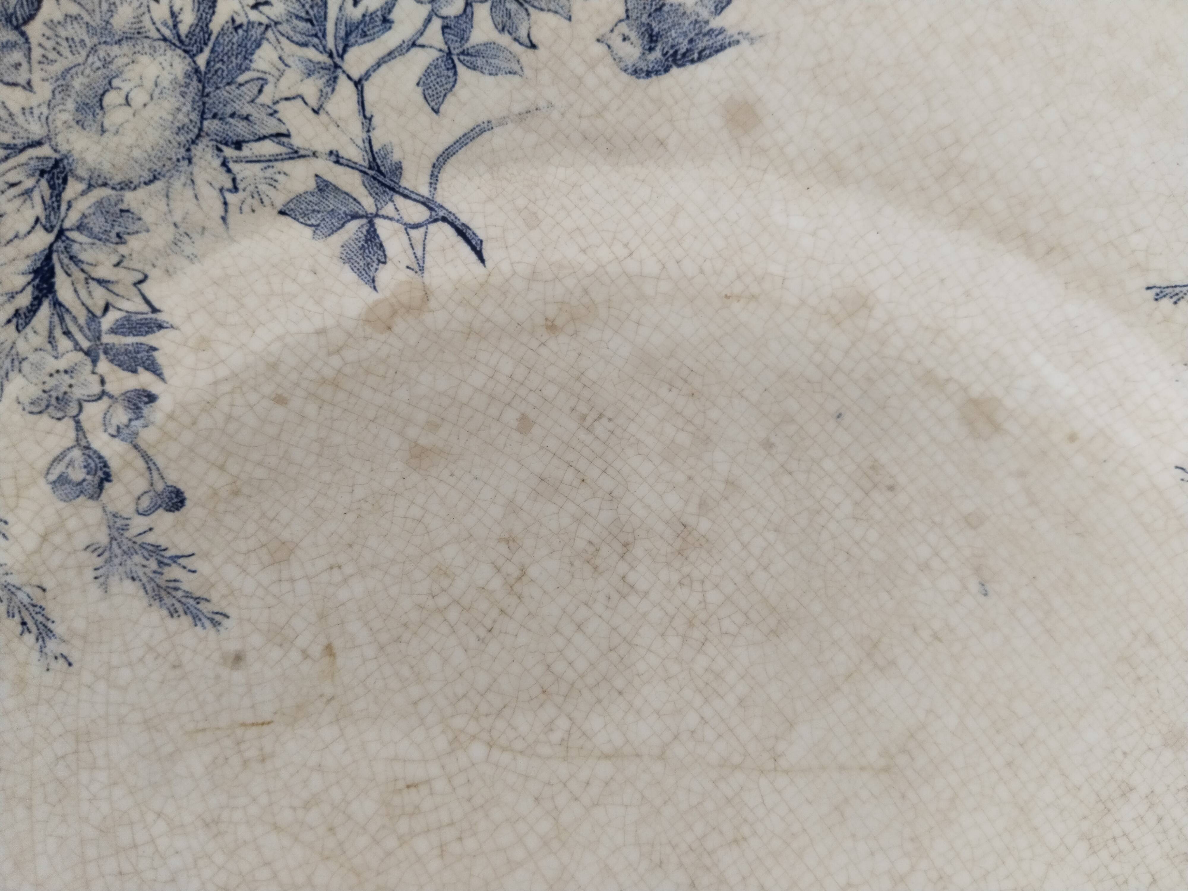 Flat plate or serving dish in Creil and Montereau earthenware, Linotte model