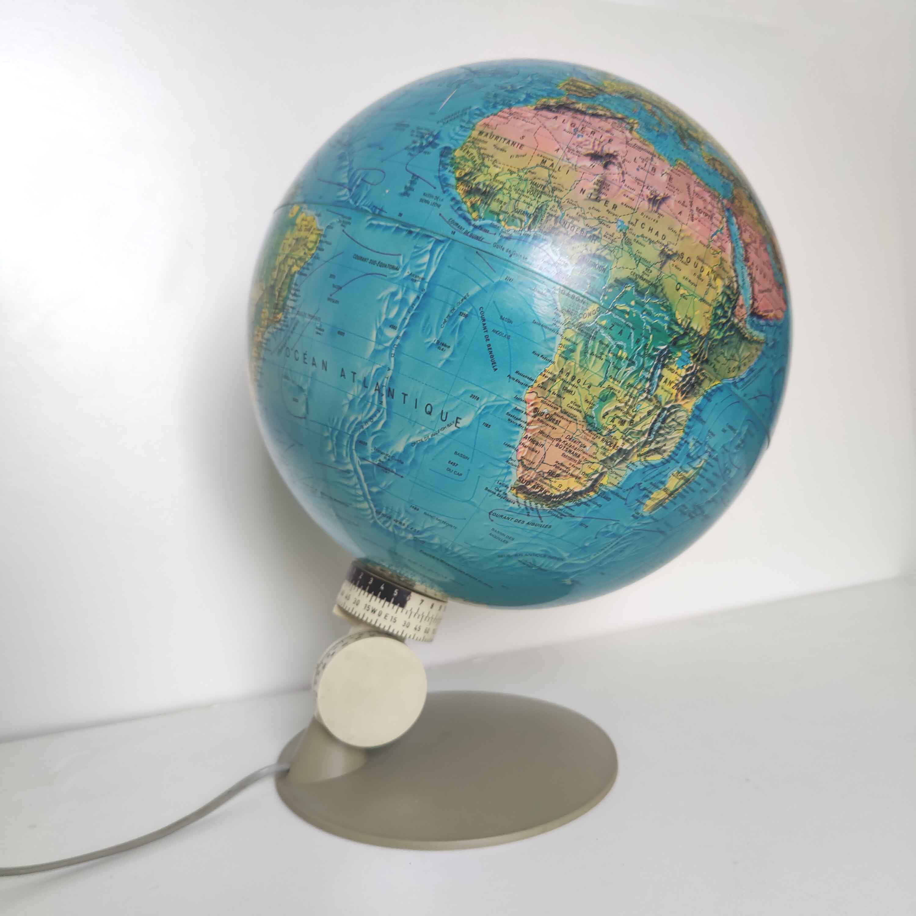 Vintage globe luminous world map Scan Globe Denmark 1973
