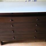 Commode italienne en acajou et marbre, années 1960