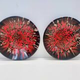 Black and Red Murano Glass Vases by Vincenzo Nason with Bronze Aventurine Glass