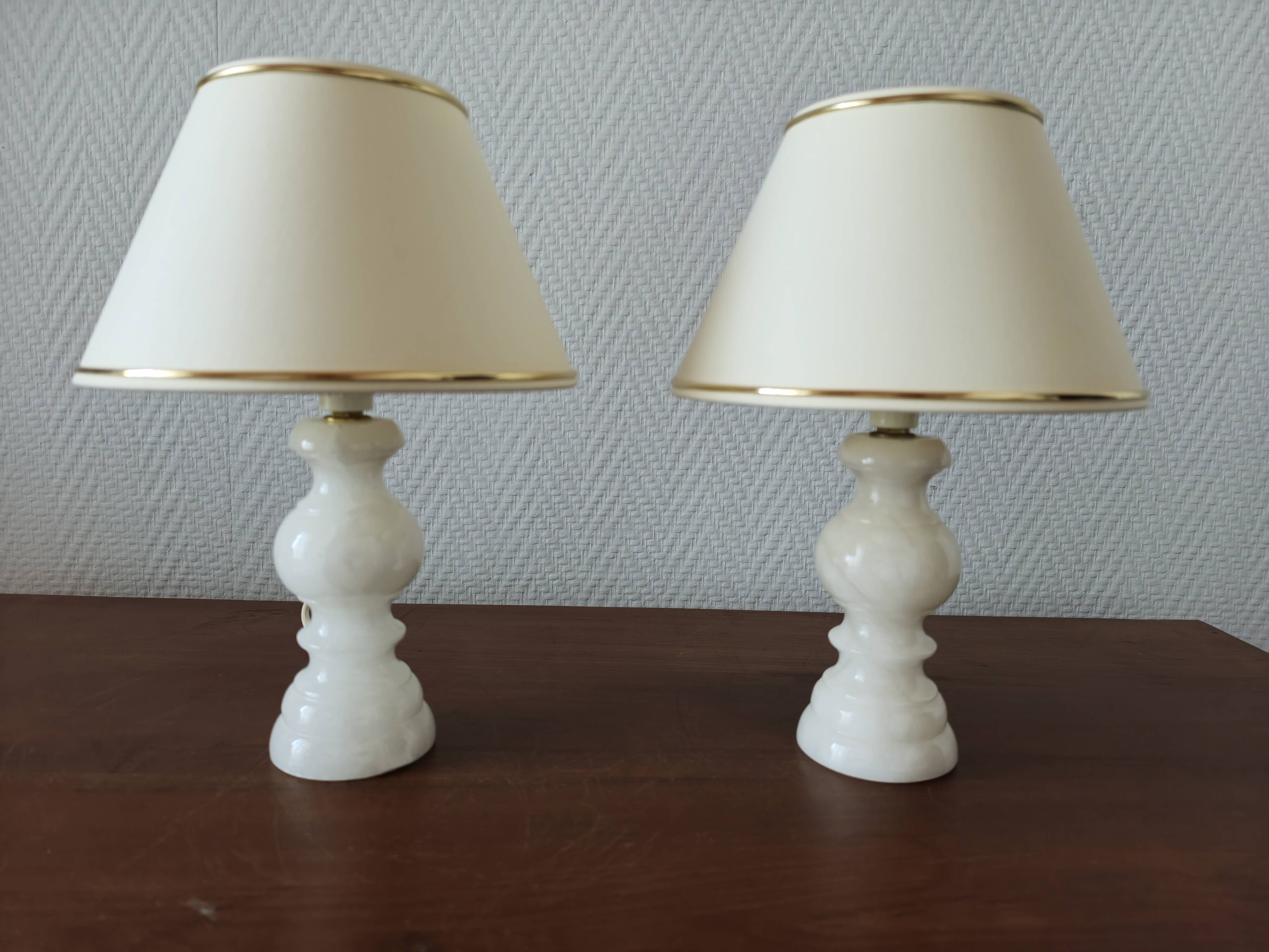 Pair of vintage alabaster lamps