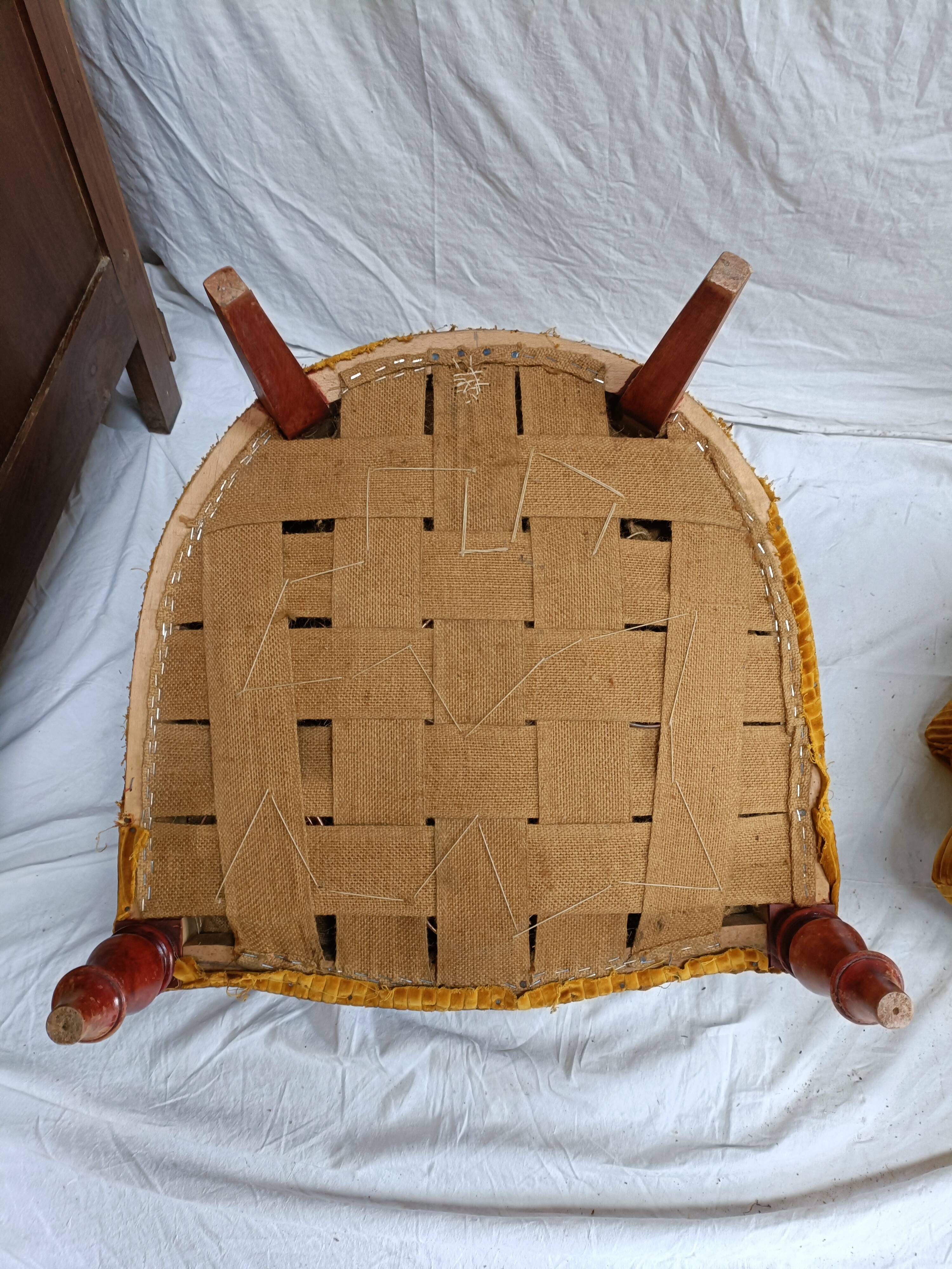 Pair of beech toad armchairs