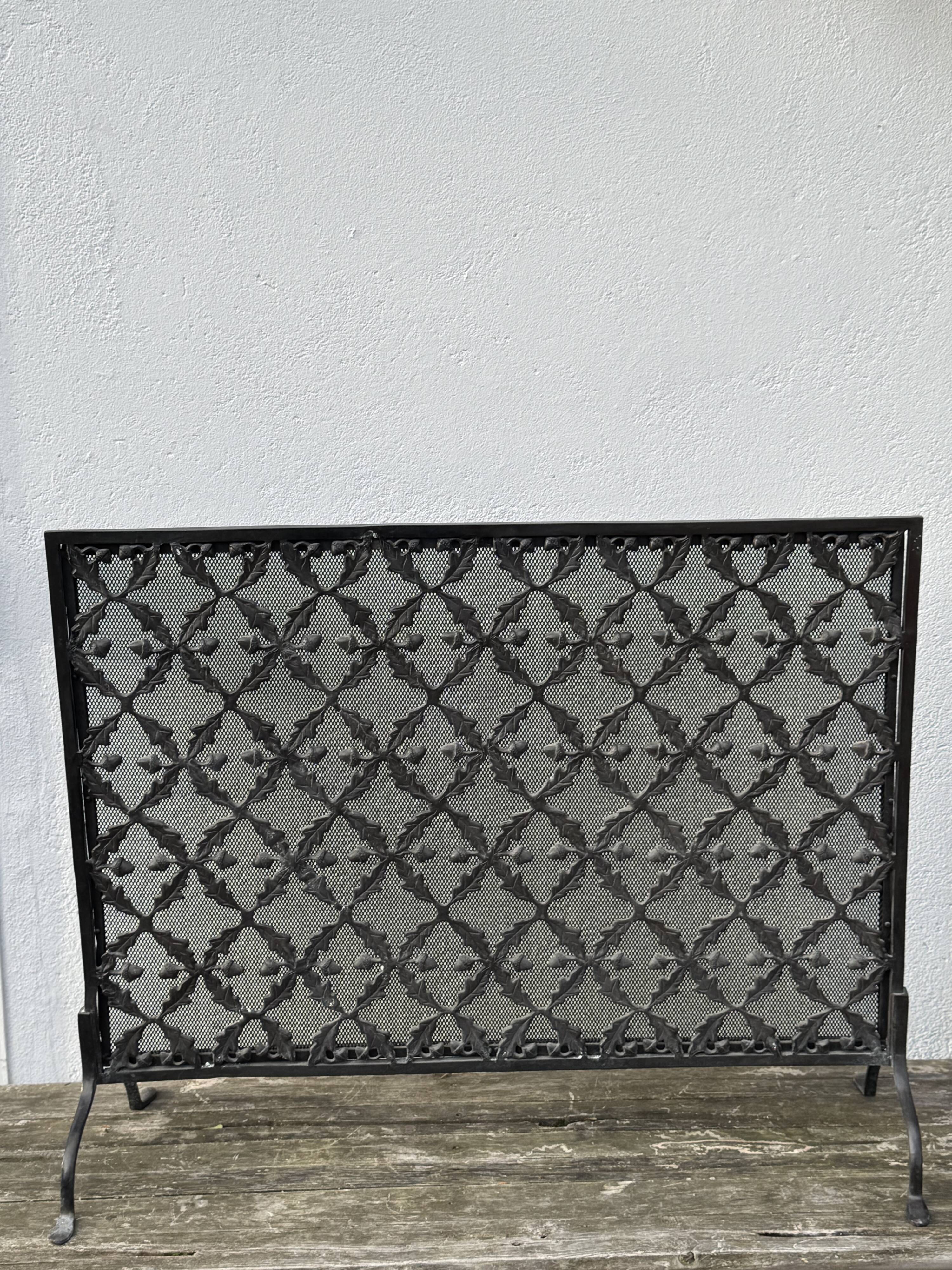Wrought iron fire screen, France